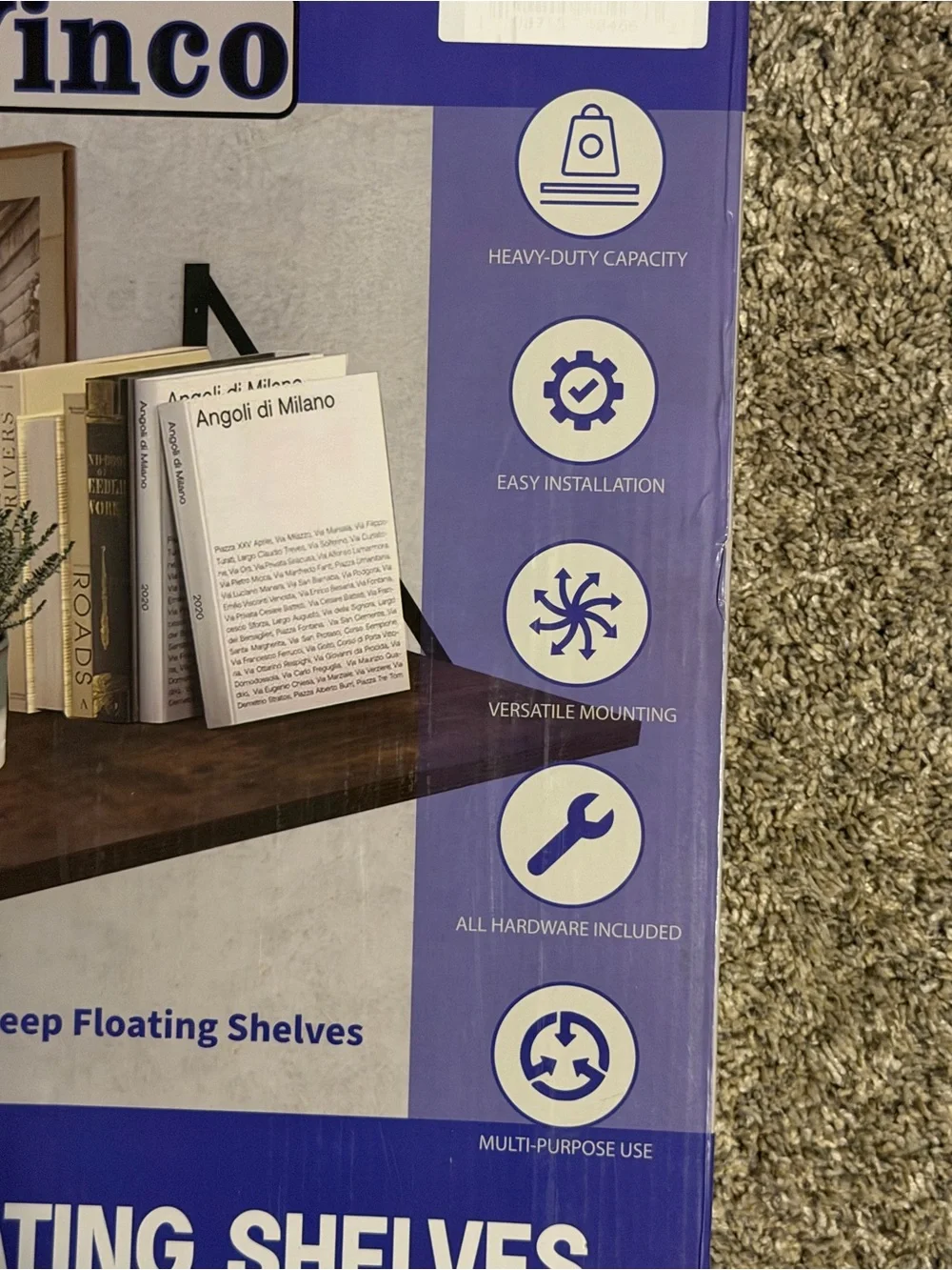 Rustic Brown Floating Wall Shelves Set of 2 with Corner Shelf